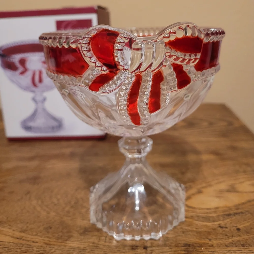 Mikasa Celebrations Ruby Ribbon candy dish - Picture 1 of 5